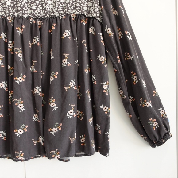 Matilda Jane Dream In the Breezeway Long Sleeve Blouse Sz L Floral V-Neck Boho - Picture 9 of 10